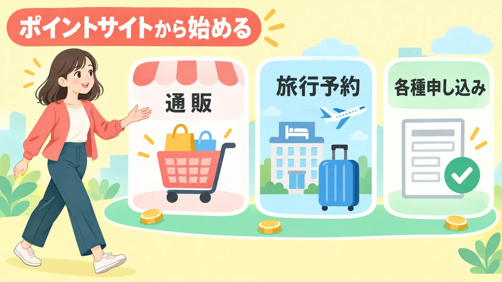 ポイントサイトで利用できる通販・旅行予約・各種申込み