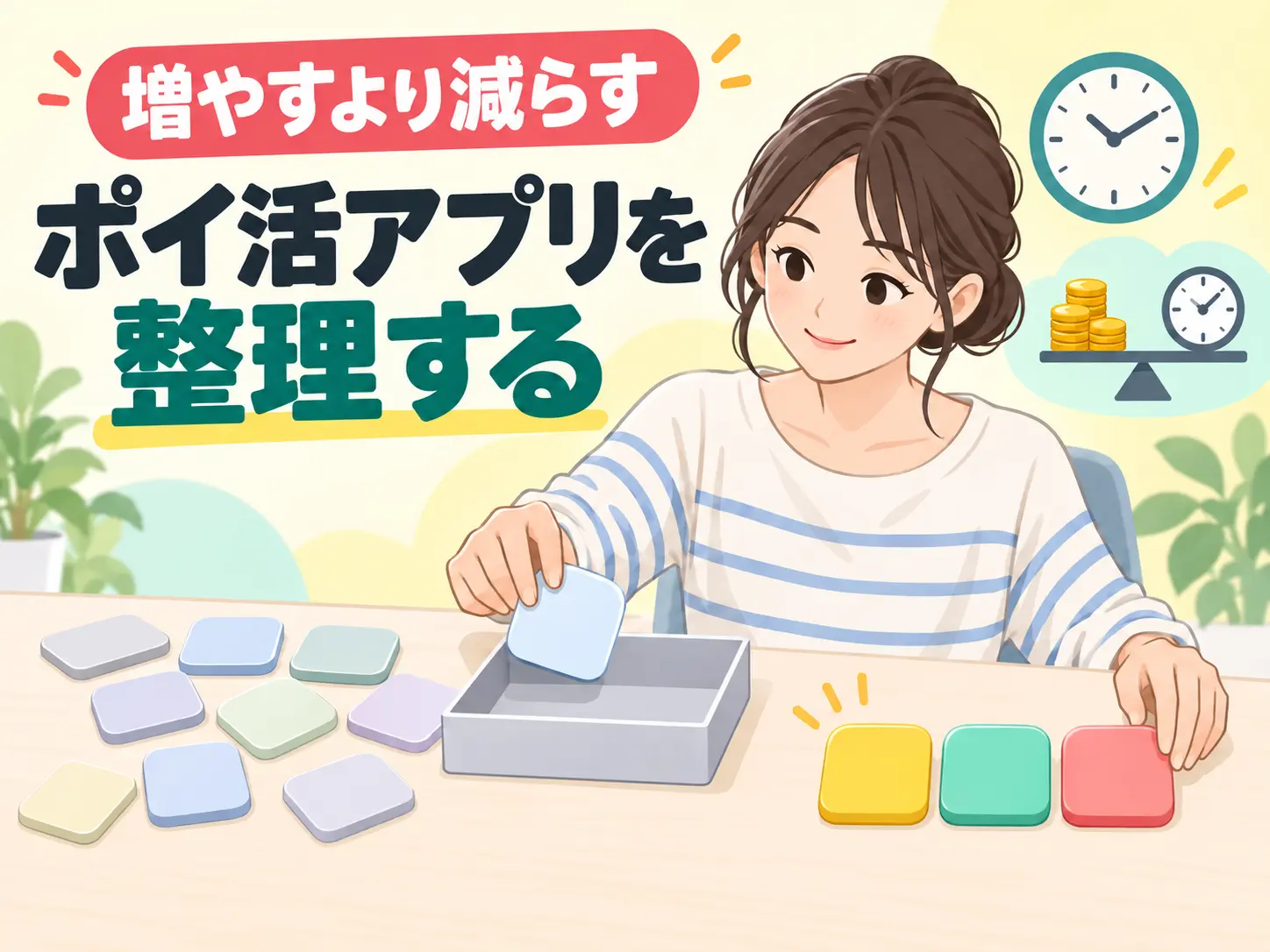 増えすぎたポイ活アプリを整理して3つに絞るイメージ