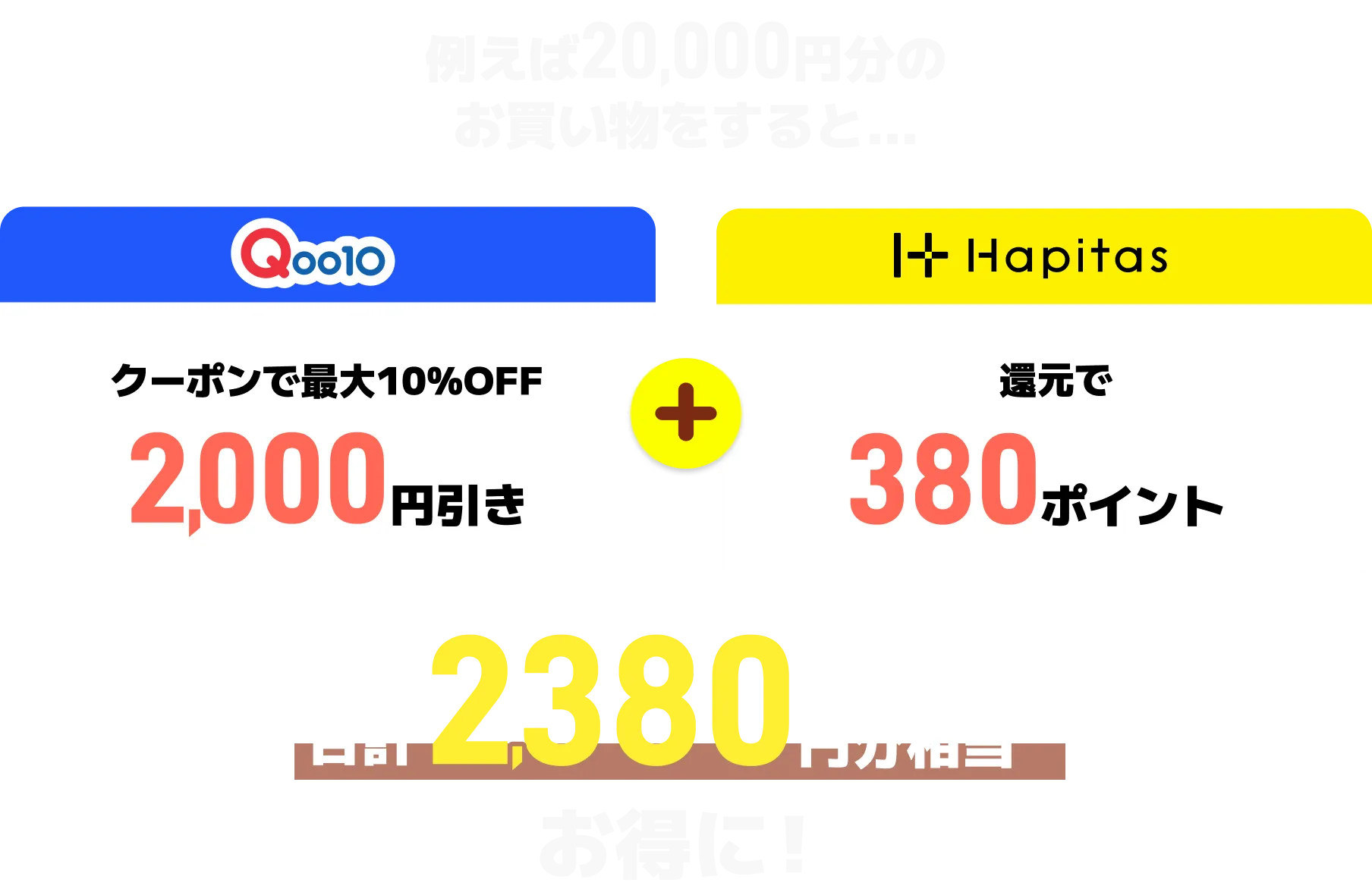 ハピタス経由なら２万円分のお買い物で合計2380円分相当おトク！