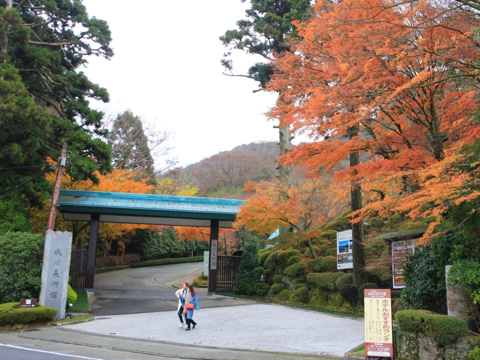成川美術館の入口の紅葉
